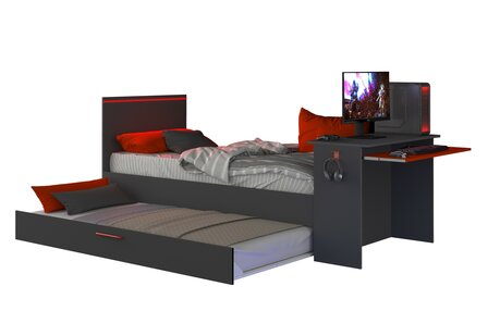 Trasman Gangi game bed 90x200 met bedlade bureau en led antra 