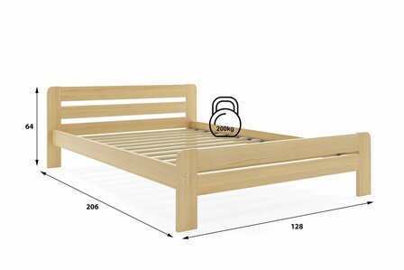 Deliceto twijfelaar bed 120x200 grenen naturel