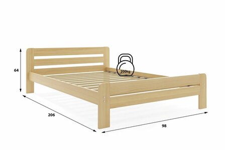 Deliceto 1-persoons bed 90x200 grenen naturel