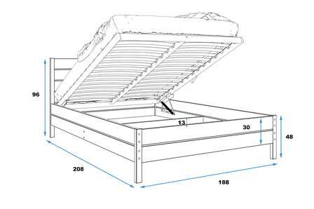 Citulo twijfelaar opbergbed 180x200 grenen naturel