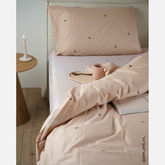 Studio Ditte hoeslaken streepjes toffee 90x200