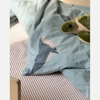 Studio Ditte hoeslaken streepjes toffee 90x200