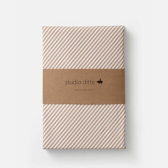 Studio ditte hoeslaken streepjes toffee 140x200