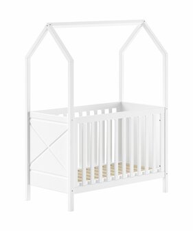 Scott baby bedhuisje 60x120 massief grenen wit