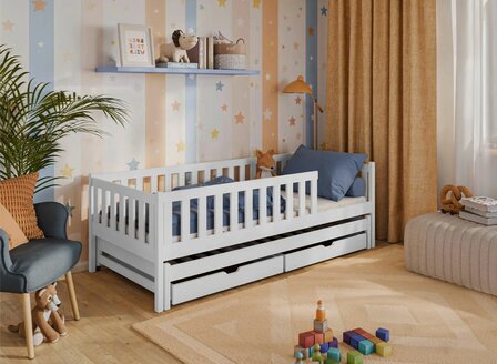 carpari bedbank met logeerlade 90x200 wit 