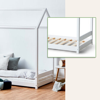 Eco One bedhuisje montessori 70x160 grenen wit