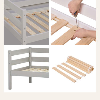 Eco comfort peuterbed 70x160 grenen Dove grey