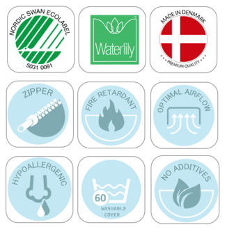 Eco dream Waterlily matras 70x160x9 Nordic Ecolabel