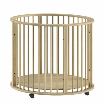 Jaxx Dino ronde babybox &Oslash; 90 cm op wielen beuken naturel