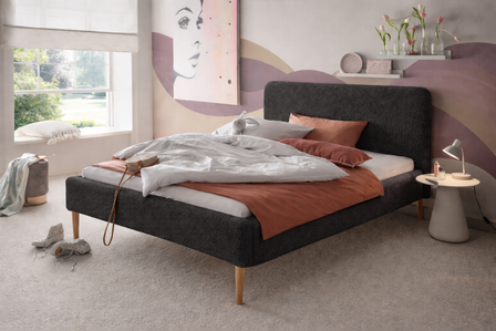 Jip gestoffeerd bed 160x200 antraciet