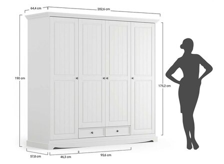 maten 4 deurs kast bornezo