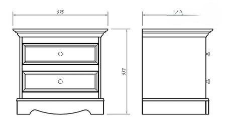Borenzo nachtkastje met 2 laden grenen wit