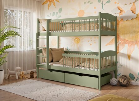 Lanea 80x180 stapelbed grenen olive