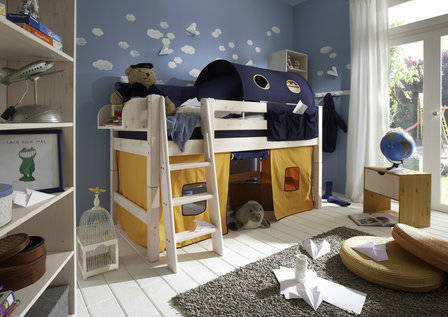 infanskids thijs geel blauwe tenten bed set