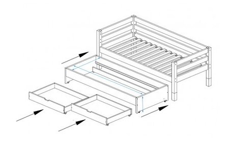 Infanskids Thijs kajuitbed met slaap en opberglade 90x200 grenen beits wit