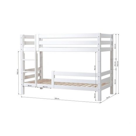 Hoppekids Premium stapelbed 90x200 rechte trap en 1/2 uitval wit