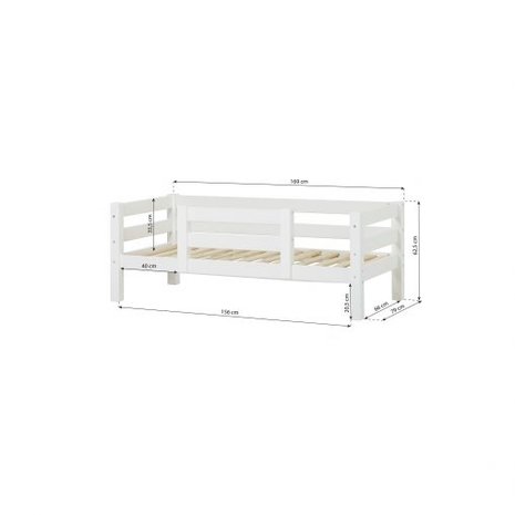 Hoppekids Premium bedbank 70x160 met 1/2 uitval grenen wit