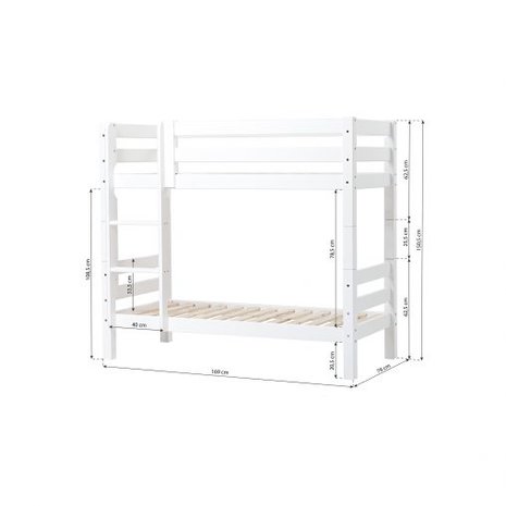 Hoppekids Premium stapelbed 70x160 rechte trap wit