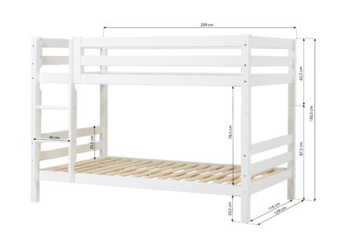 Hoppekids Premium stapelbed rechte trap 120x200 wit