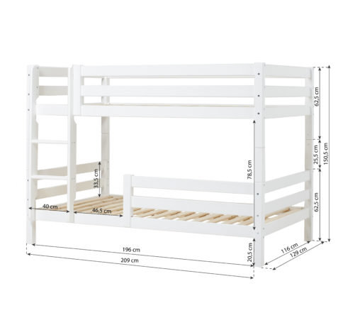 Hoppekids Premium stapelbed rechte trap + 1/2 uitval 120x200 wit