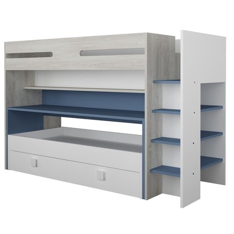 Trasman Spectra stapelbed met bureau 90x200 wit-blauw