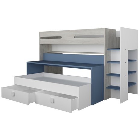 Trasman Spectra stapelbed met bureau 90x200 wit-blauw