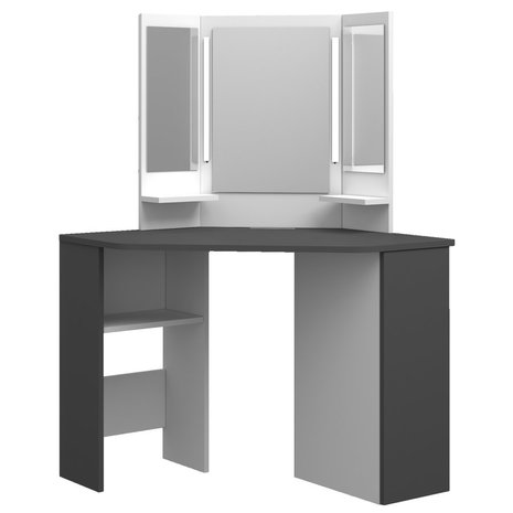 Trasman Vanity chic make-up tafel wit - grijs