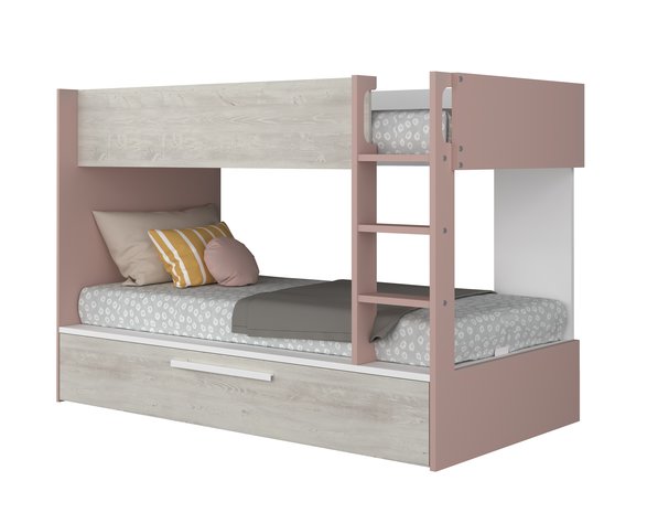 Trasman Jules stapelbed met slaaplade 90x200 oud roze