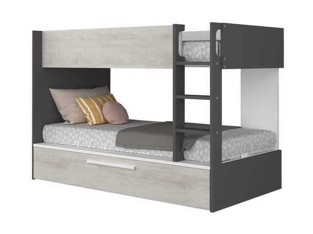 Trasman Jules stapelbed met slaaplade 90x200 wit -antraciet