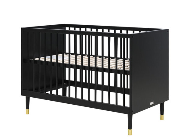 Cloë ledikant 60x120 mat zwart / goud - Kinderbeddenstore