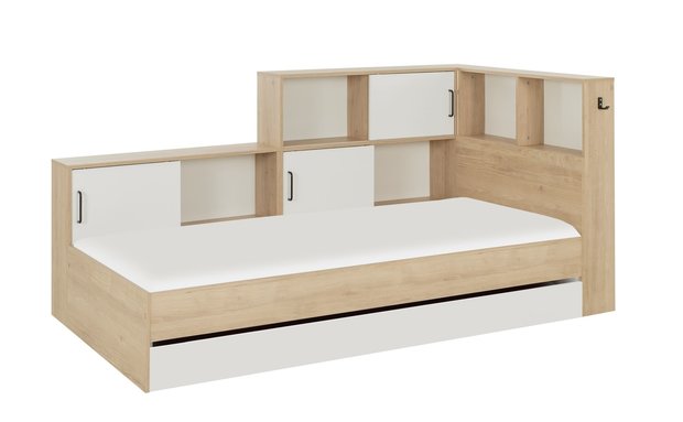 beddyfurn hoek bed naturel eiken wit