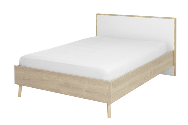 Larvik twijfelaar bed 140x200  licht eiken look