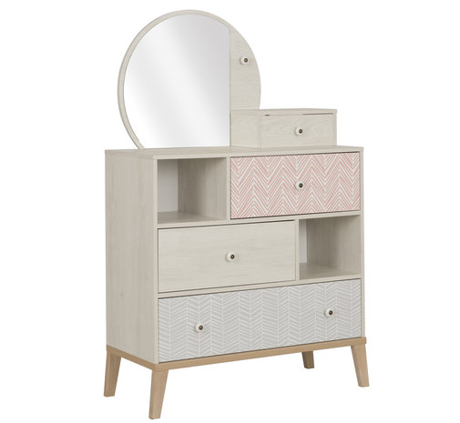 Alika commode met opzet spiegel wit kastanje look