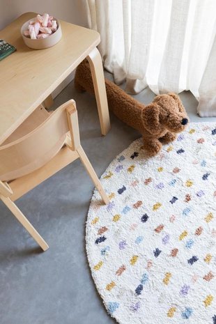 Groenten doe alstublieft niet Voorzitter Kidsdepot cato multicolor rond vloerkleed - Kinderbeddenstore