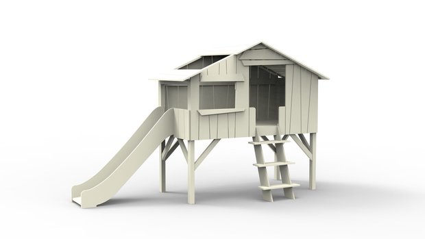 boomhut bed glijbaan grijs