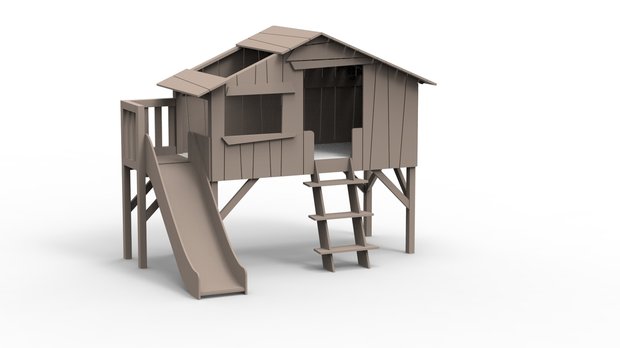 boomhut bed glijbaan taupe