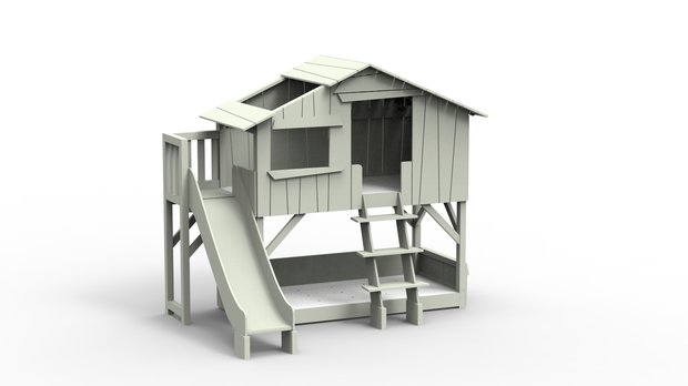 boomhut bed glijbaan grijs 