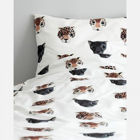 opgraven Disco vezel Studio Ditte dekbedovertrek Panthera wit junior 120x150 - Kinderbeddenstore