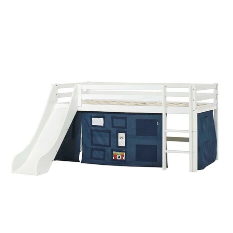 glijbaan bed met bedtent blauw