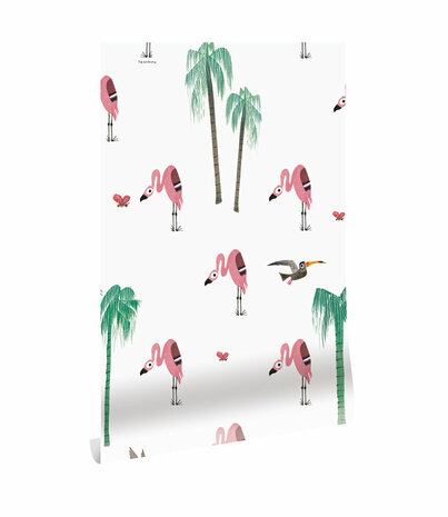 KEK Amsterdam behang Flamingo