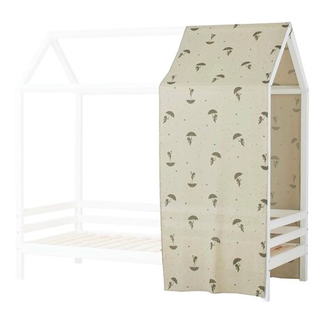 Hoppekids Eco dream huis bed 90x200 grenen met 2 gordijnen groen