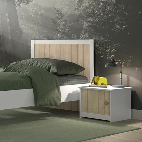 Charlie 1-persoons bed 90x200 wit eiken look