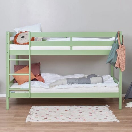 hoop Dempsey toewijzing Hoppekids Eco comfort stapelbed 90x200 grenen pale green - Kinderbeddenstore