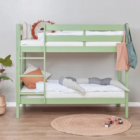 Hoppekids Eco comfort stapelbed grenen pale green - Kinderbeddenstore