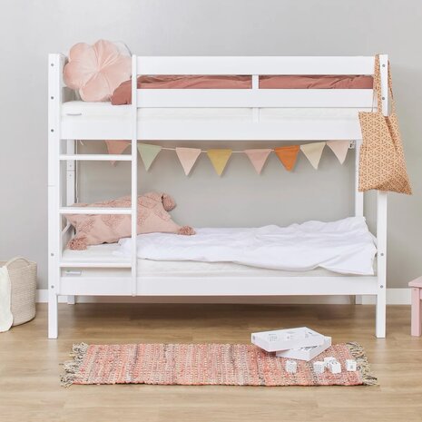 sokken Gebakjes Onhandig Hoppekids Eco comfort stapelbed 70x160 grenen wit - Kinderbeddenstore