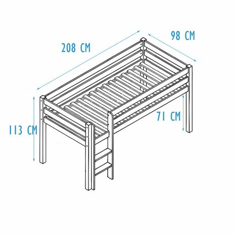 Infanskids Pinokkio halfhoogslaper 90x200 beuken wit