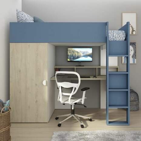 flow hoogslaper met bureau blauw