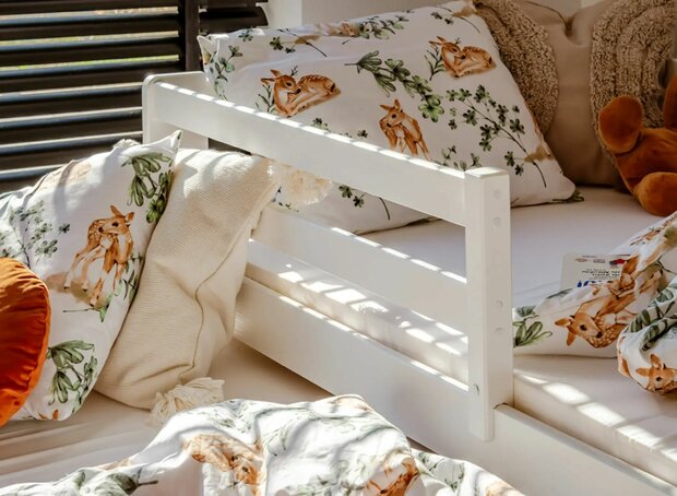 Salanto 3 in 1 bedbank slapen logeren en opbergen 90x200 massief grenen wit