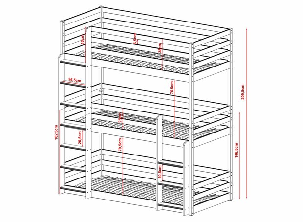 bedmaten trioli stapelbed