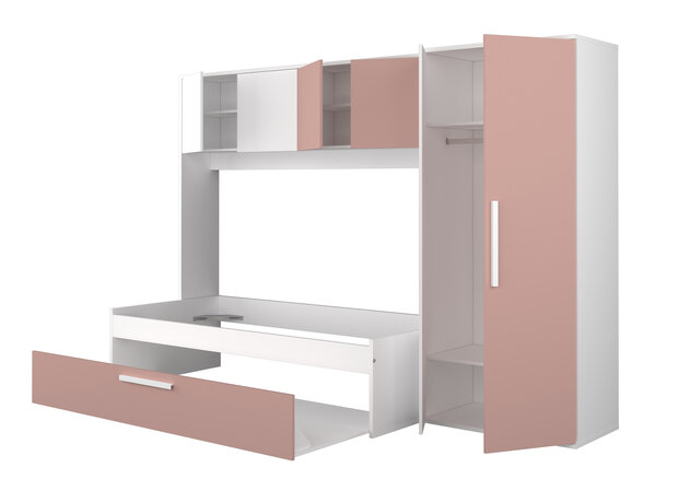 Trasman Pesaro 90x200 bed wandmeubel 90x200 essen - roze